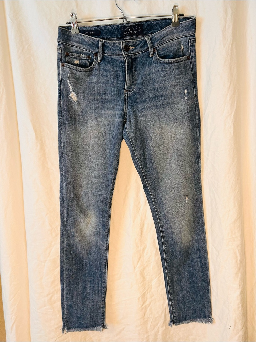 Lucky Brand Women's Medium Blue Distressed Skinny Jeans 6/28
